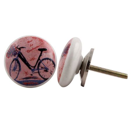 Multicolor Bicycle Flat Ceramic Drawer Knob